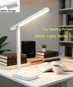 Foldable LED Desk Lamp with 3-Speed Dimming & USB Charging