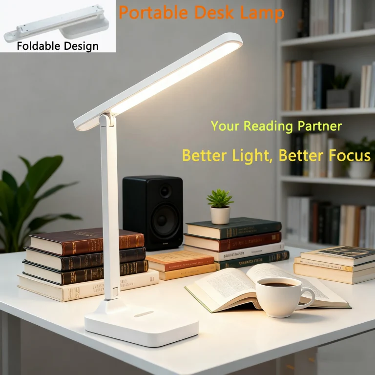 Foldable LED Desk Lamp with 3-Speed Dimming & USB Charging