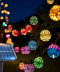 Moroccan Solar LED String Lights for Outdoor Garden & Patio