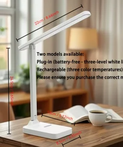 Foldable LED Desk Lamp with 3-Speed Dimming & USB Charging