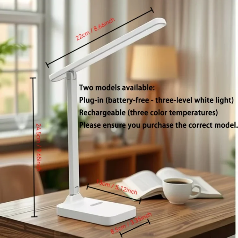 Foldable LED Desk Lamp with 3-Speed Dimming & USB Charging