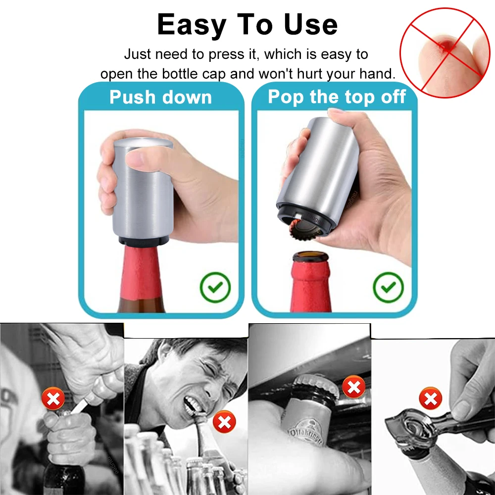 Automatic Magnetic Beer Bottle Opener & Cap Catcher